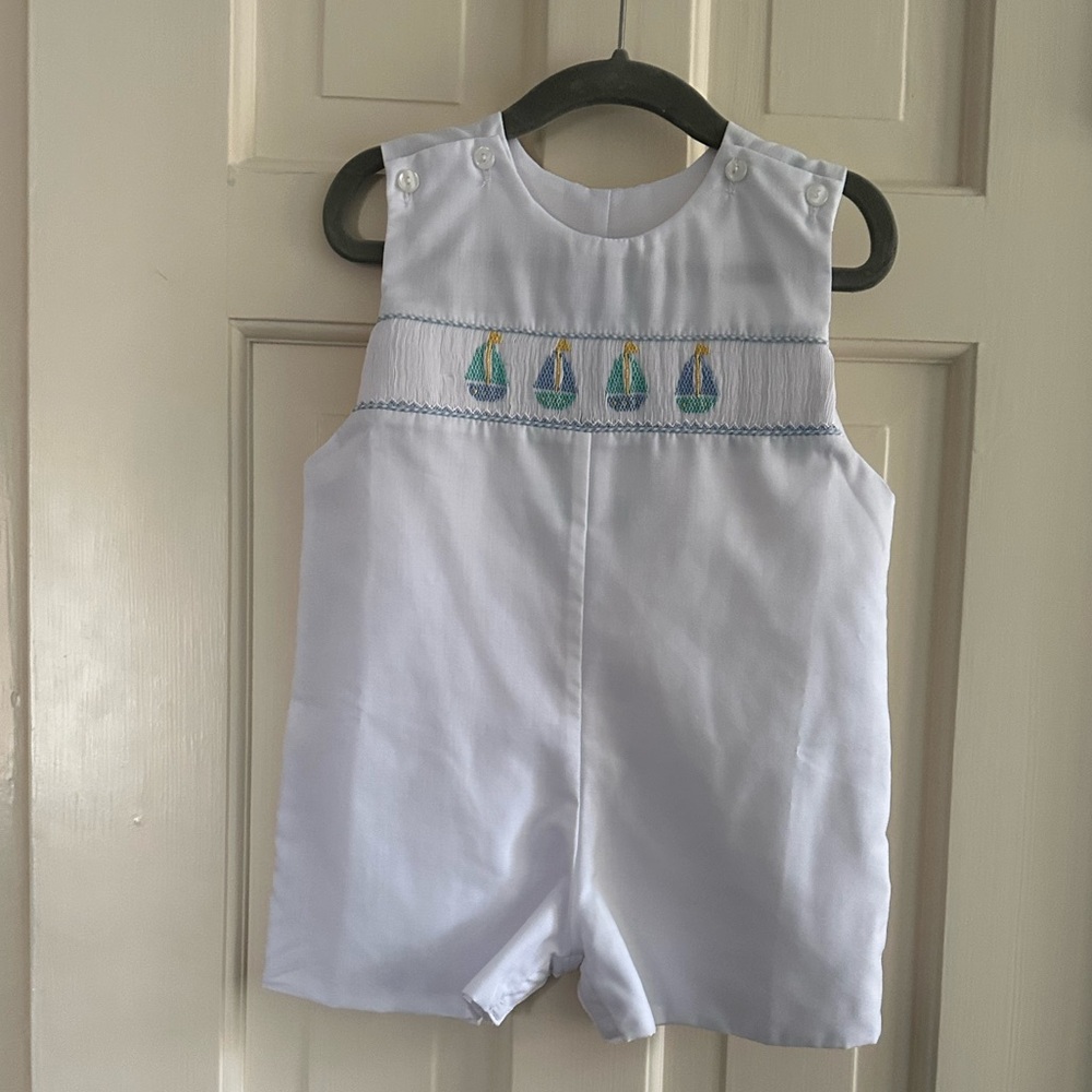 NWT Anavini Sailboat Smocked Shortall